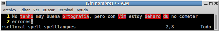 Corrector ortográfico en Vim